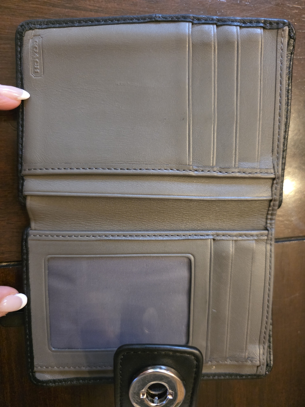 Coach Black Parker Leather Turnlock Compact Wallet - Picture 4 of 9